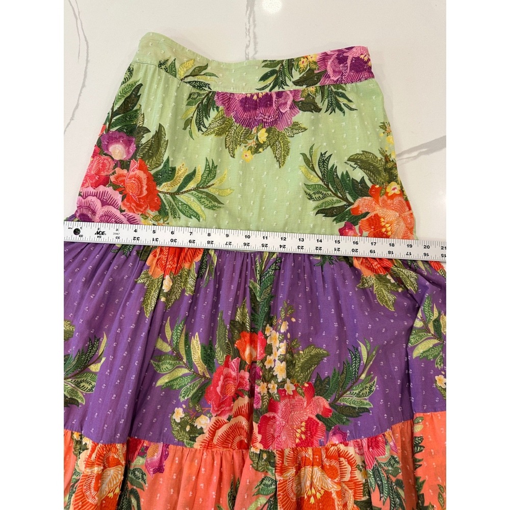 Farm Rio Anthropologie Floral Tiered Maxi Skirt Size Medium Colorful - Picture 11 of 16